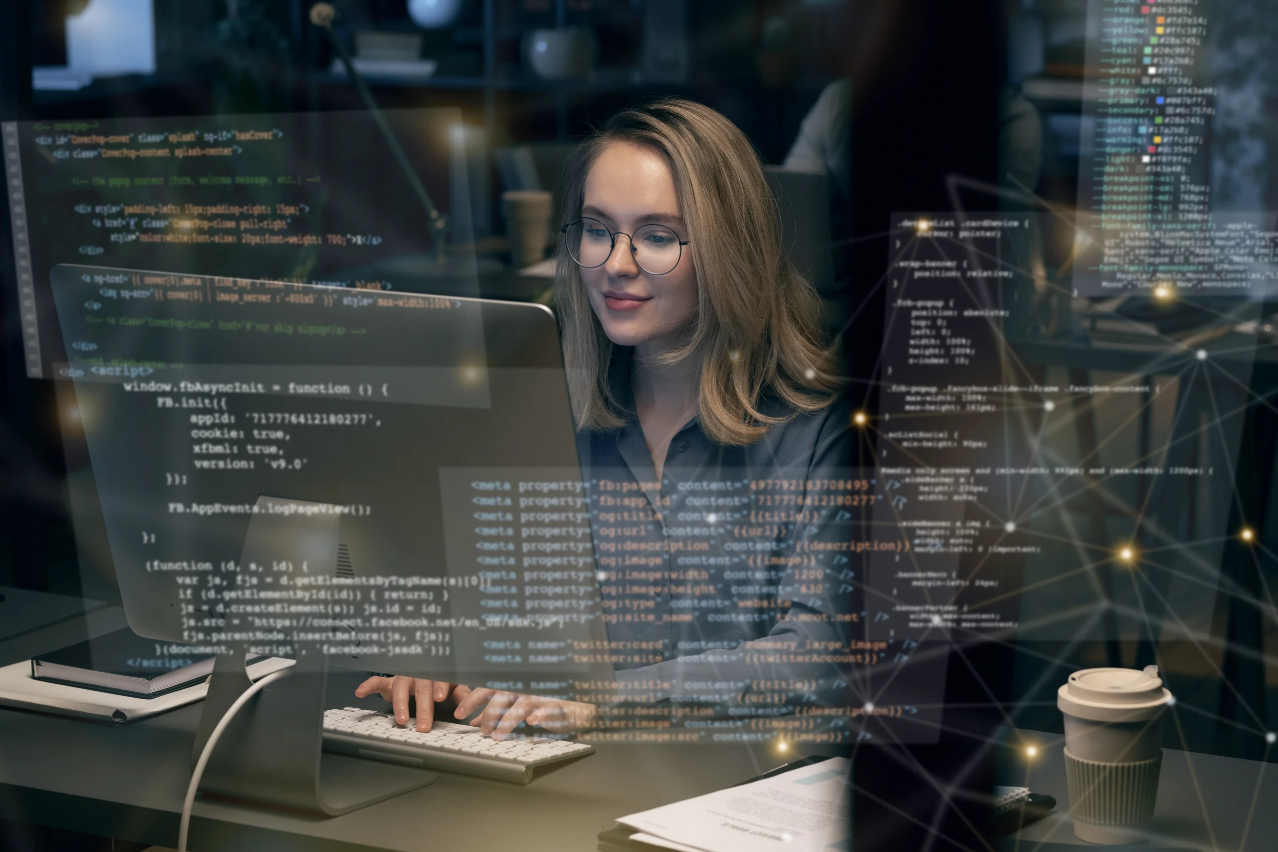 Woman in front of a computer showing programming code referring to Best Programming Languages to Learn in 2024 for Career Growth.