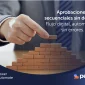 Persona colocando una pieza en una estructura de bloques como símbolo de un proceso ordenado, con el texto “Aprobaciones secuenciales sin demoras. Flujo digital, automático y sin errores con procesamiento automatizado de datos
