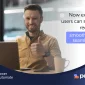 "Person sitting at a desk with a laptop, giving a thumbs-up gesture. The person's face is blurred out. On the right side of the image, there is text that reads: 'Now external users can submit requests smooth and seamless!' In the bottom left corner, there is a logo and text that says 'Power Automate.' In the bottom right corner, there is another logo and text that says 'pevaar. approval process