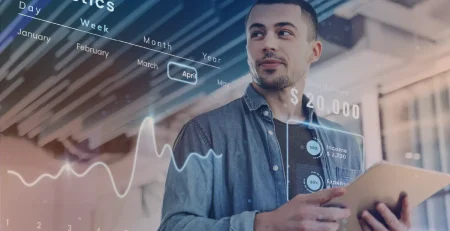 Young person holding their tablet using the Income Tracking App