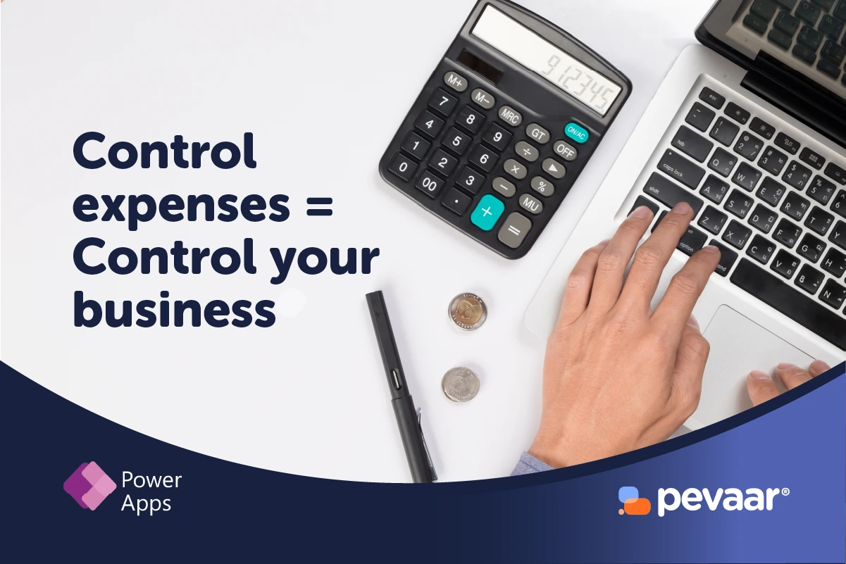 Person using a laptop and calculator to keep expenses control