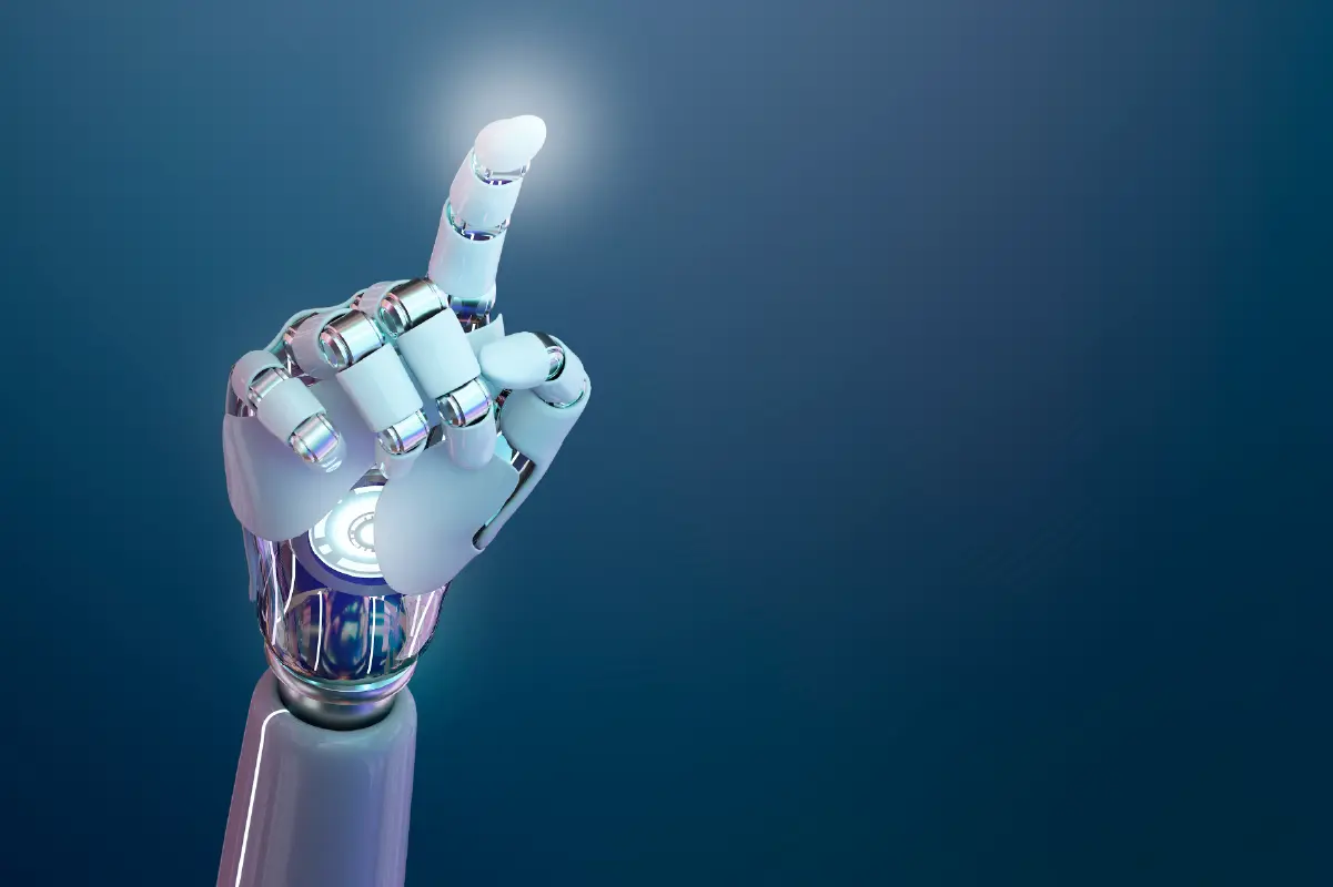 Mano de un robot IA usando el GPT para contabilidad.