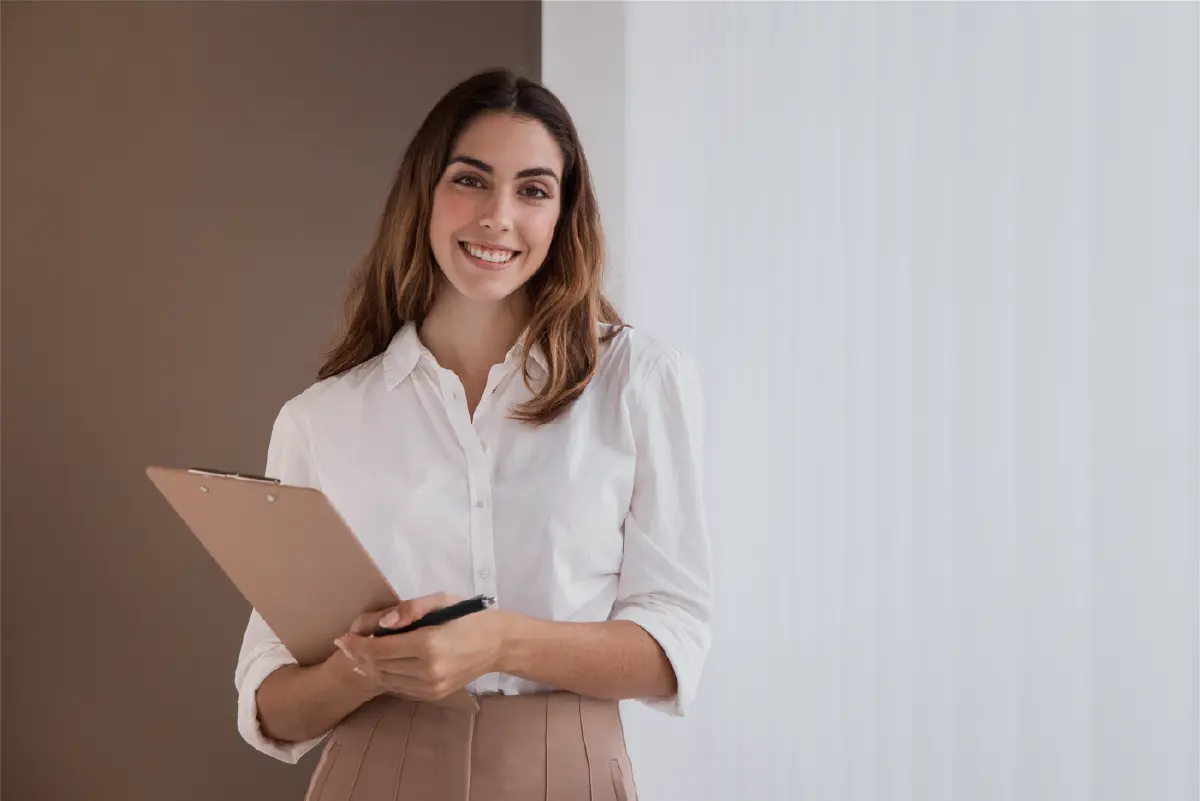Woman holding the project indicators results in her hands